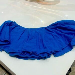 SUPER CUTE OFF THE SHOULDER BLUE SHIRT